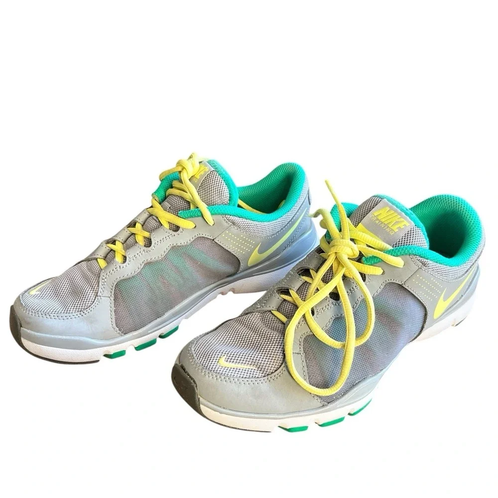 Nike Flex Trainer II Women's 7.5 Gray Green Training Running Shoes 511332-013